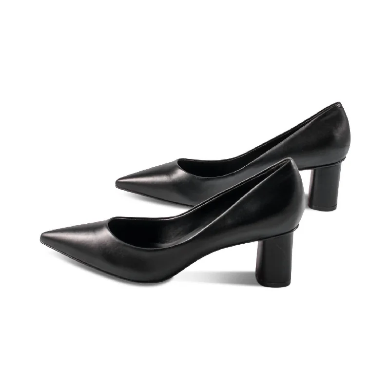 Women's Felicia Leather Heel In Black---Comfortable Leather Pumps for Office and Everyday Wear