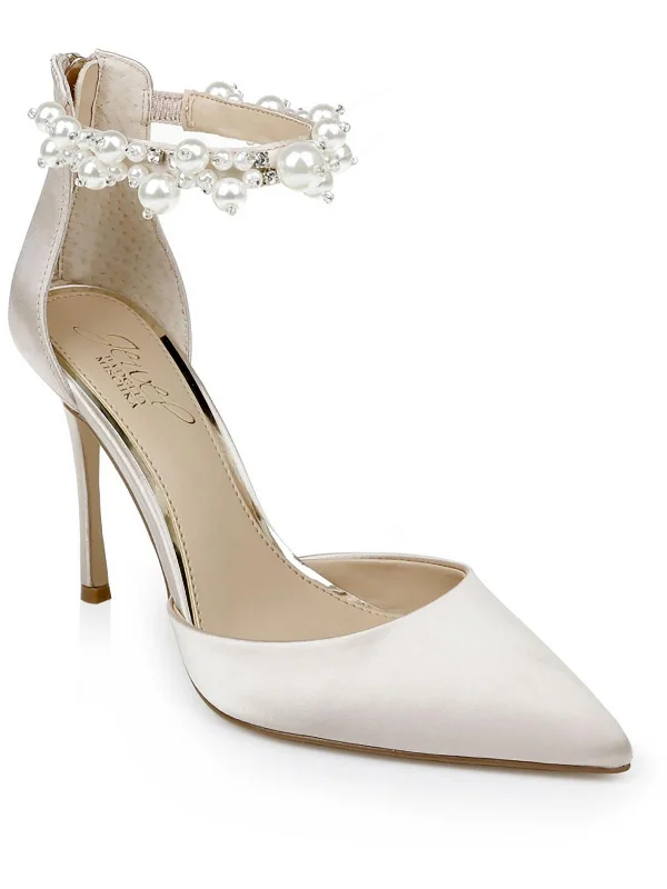 Stylish Ankle Strap Heels for Women--Layne Womens Pearls Ankle Strap Pumps