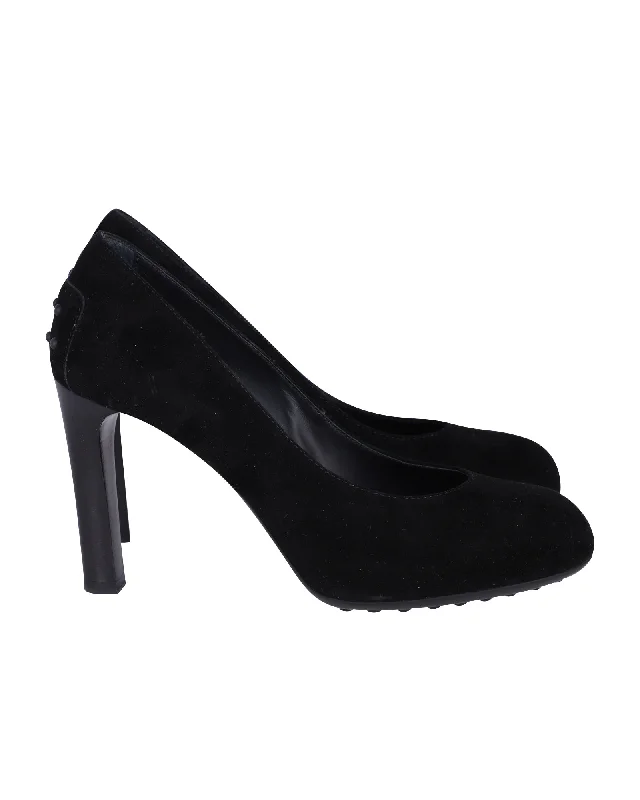 Affordable Suede Ankle Pumps for All-Day Wear--Tod's Pumps with Rubber Pebbles in Black Suede