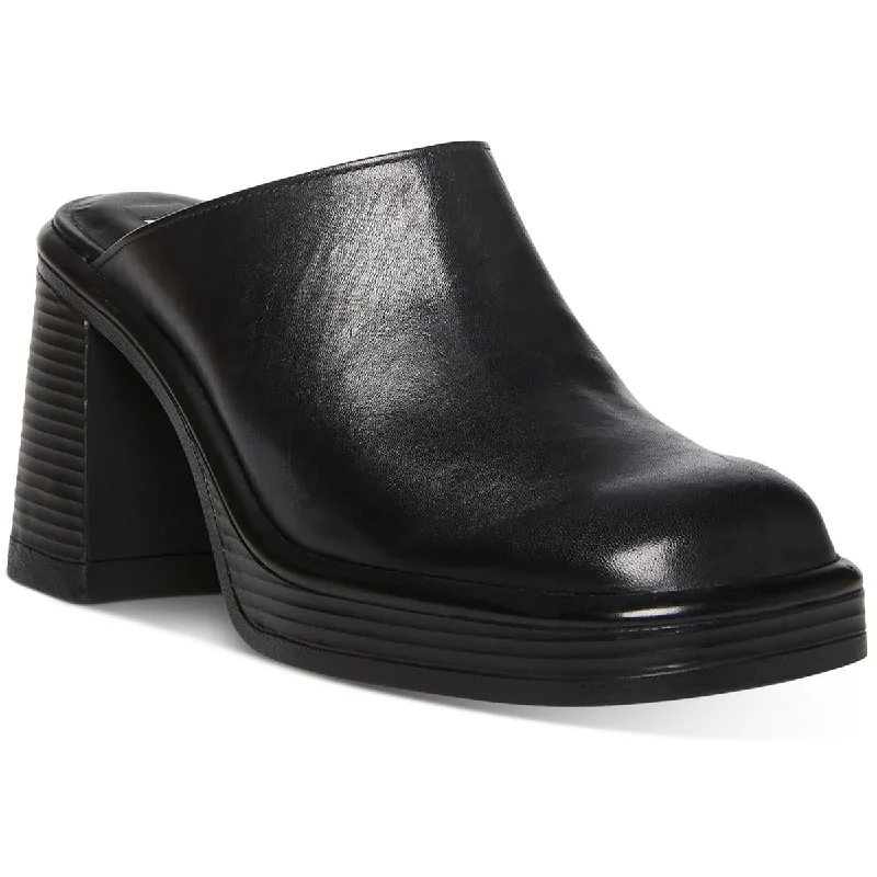 Steve Madden Womens Flirtie Leather Platform Mules---Comfortable Leather Pumps for Office and Everyday Wear