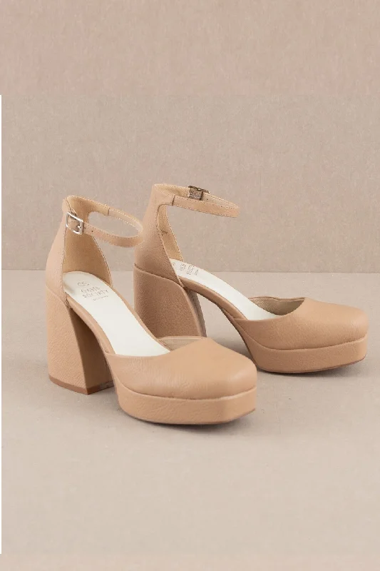 Stylish Platform Heels for Extra Height--THE OLSO PLATFORM HEELS-APRICOT