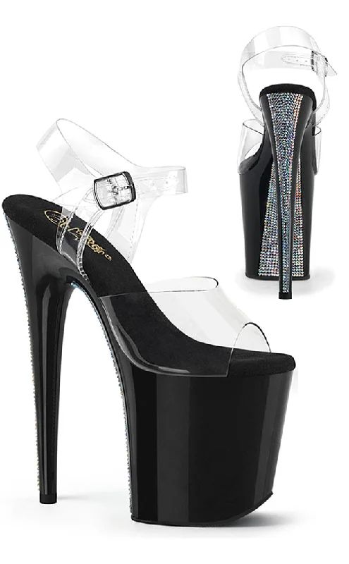 Affordable Rhinestone Pumps for a Dazzling Look---FLAMINGO-808CRS-2 Clear & Silver Rhinestone Platform Heels