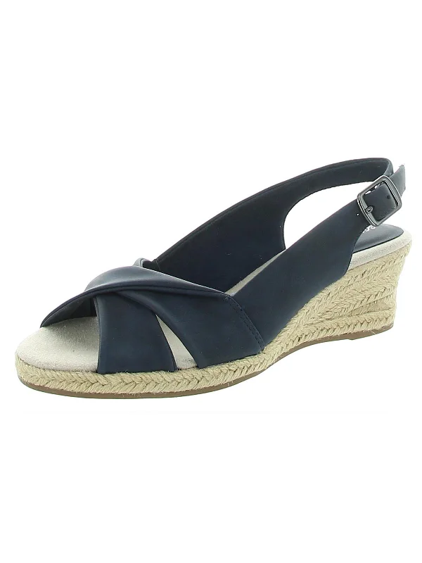 Fashionable Leather Slingback Pumps for Casual Wear--MAUREEN Womens Faux Leather Slingback Espadrille Heels