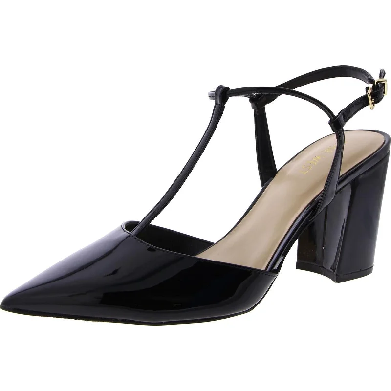 Stiletto Heel Pumps with Perfect Fit--Nine West Womens KENZEE3 Pointed toe T strap Block Heels-Fashionable & Classic