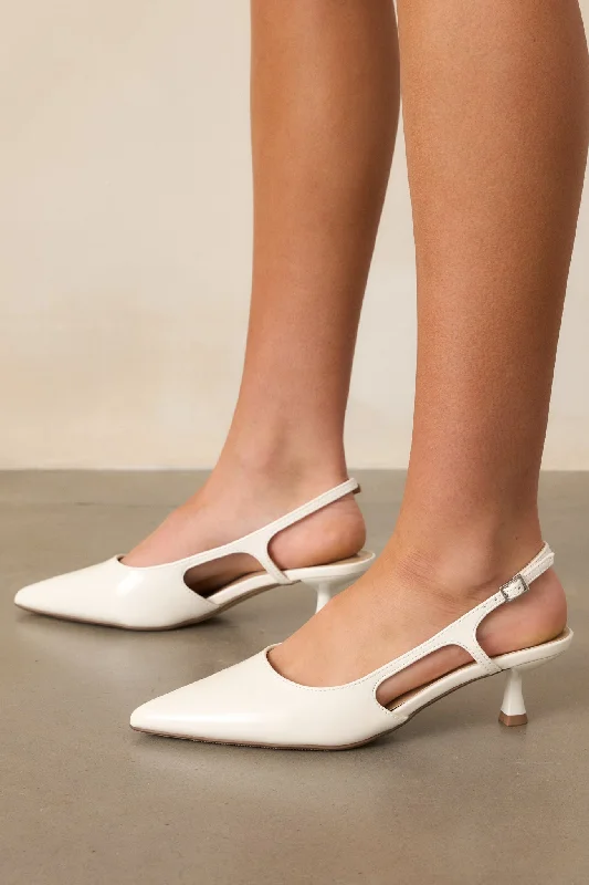 Sleek and Shiny Patent Pump Heels for a Polished Look--Fiercely Stunned White Patent Kitten Heels