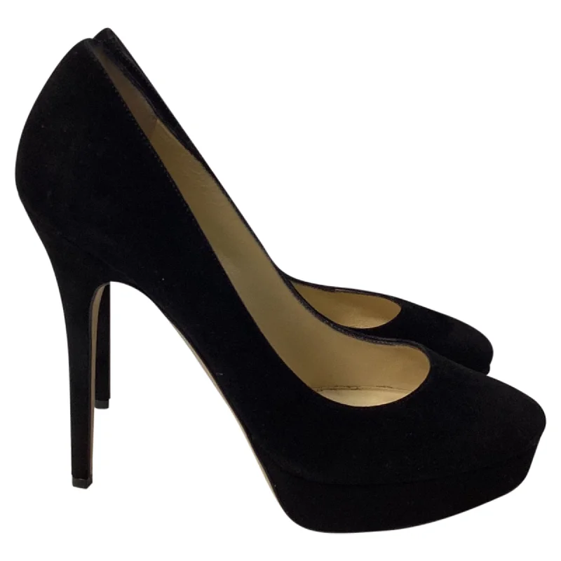 Affordable Suede Ankle Pumps for All-Day Wear--Jimmy Choo Cosmic Platform Pumps in Black Suede