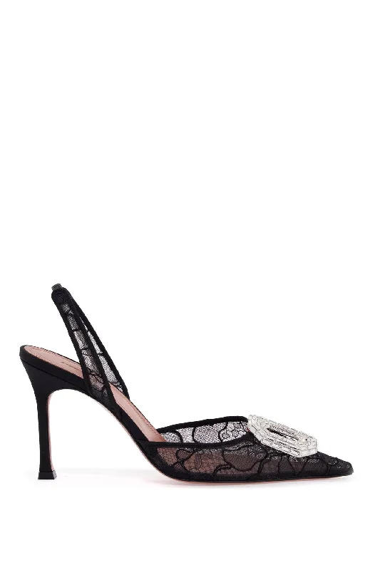 Stylish Lace Pumps for a Chic Look--Camelia Lace Slingback Pumps  - Black