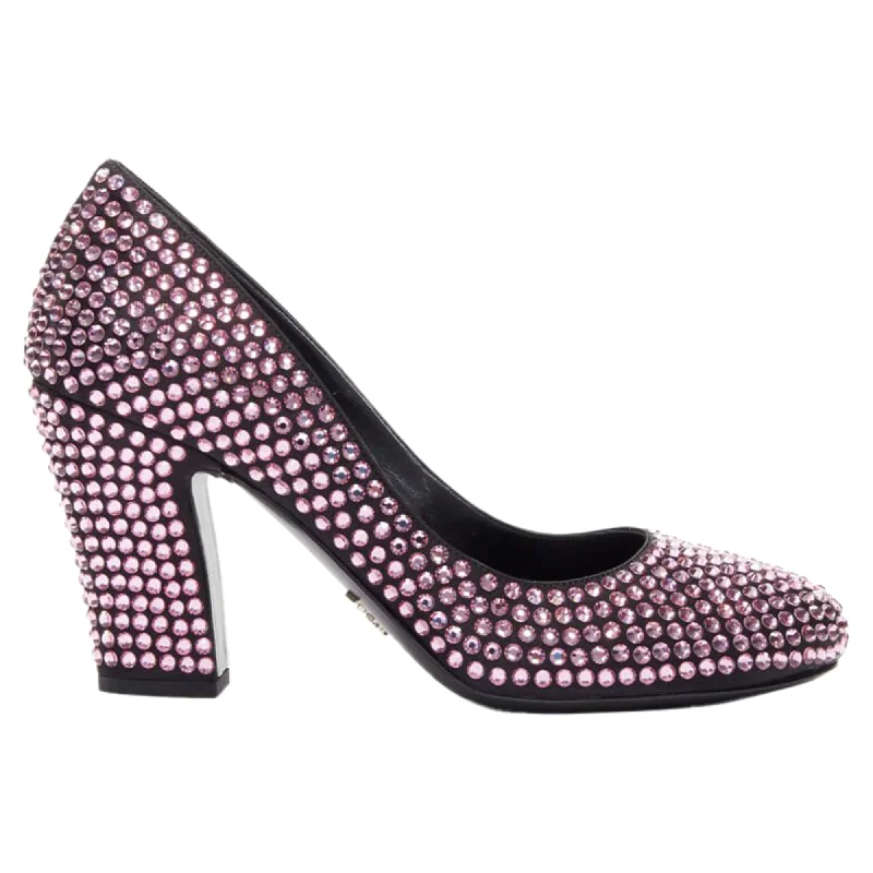 Affordable Rhinestone Pumps for a Dazzling Look---Prada Rosa rhinestone crystal embellished pump