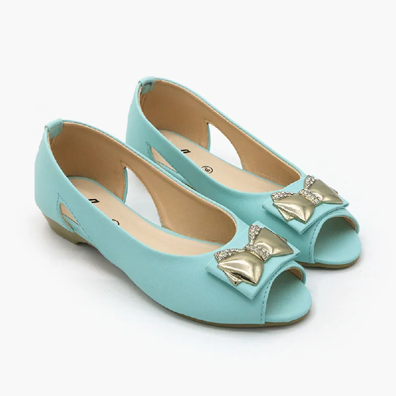 Trendy Peep Toe Platform Heels Crafted from Genuine Leather--Women's Peep Toe Pump - Green