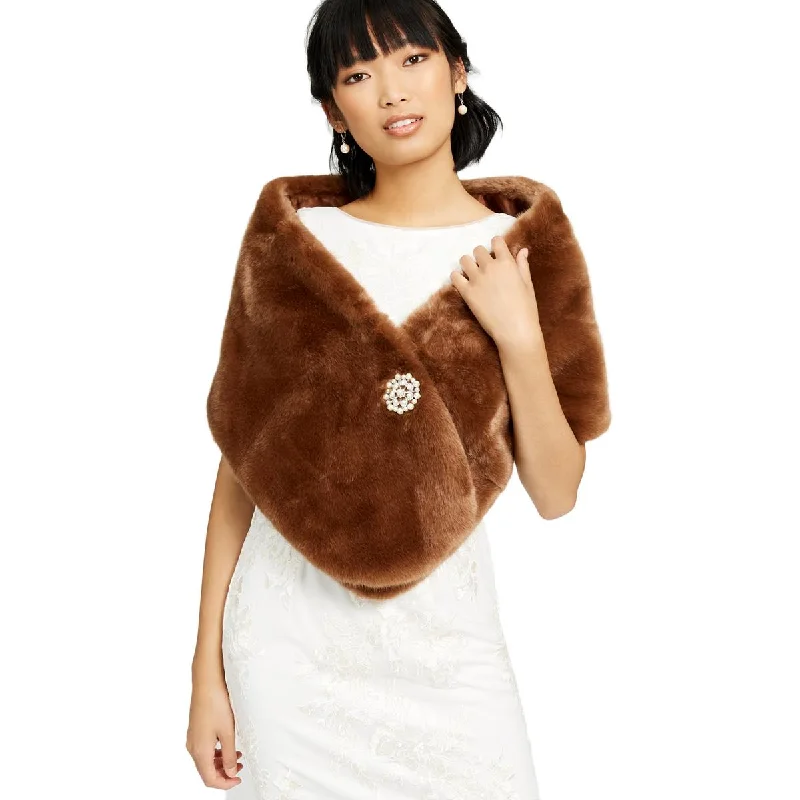 Adrianna Papell Womens Faux Fur Embellished Shawl/Wrap---Chic Embellished Pumps for a Glamorous Look