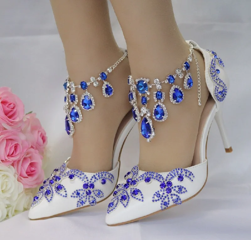 Stiletto Heel Pumps with Perfect Fit--Women Pumps Wedding Dress Shoes Hollow Pointed Toe Thin Heels 9CM Delicate Sweet Rhinestone High Heel Shoes-Fashionable & Classic