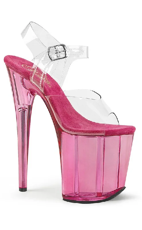 Stylish Platform Heels for Extra Height--FLAMINGO-808T Clear & Pink Platform Heels