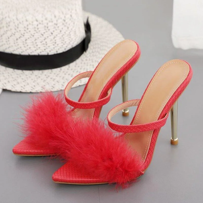 Versatile Heeled Sandals for Any Occasion---New Fluffy Heels