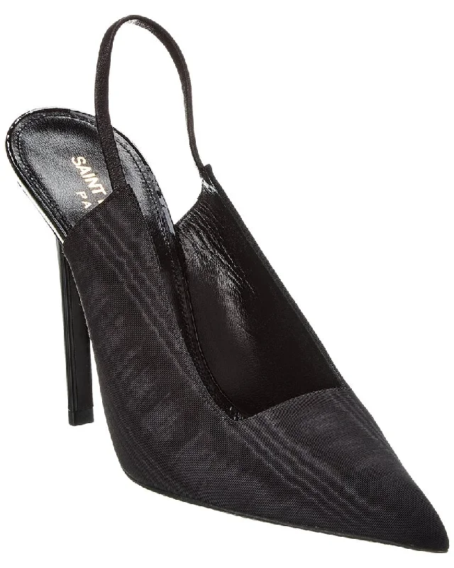 Versatile Heeled Sandals for Any Occasion---Saint Laurent Raven 110 Grosgrain Slingback Pump