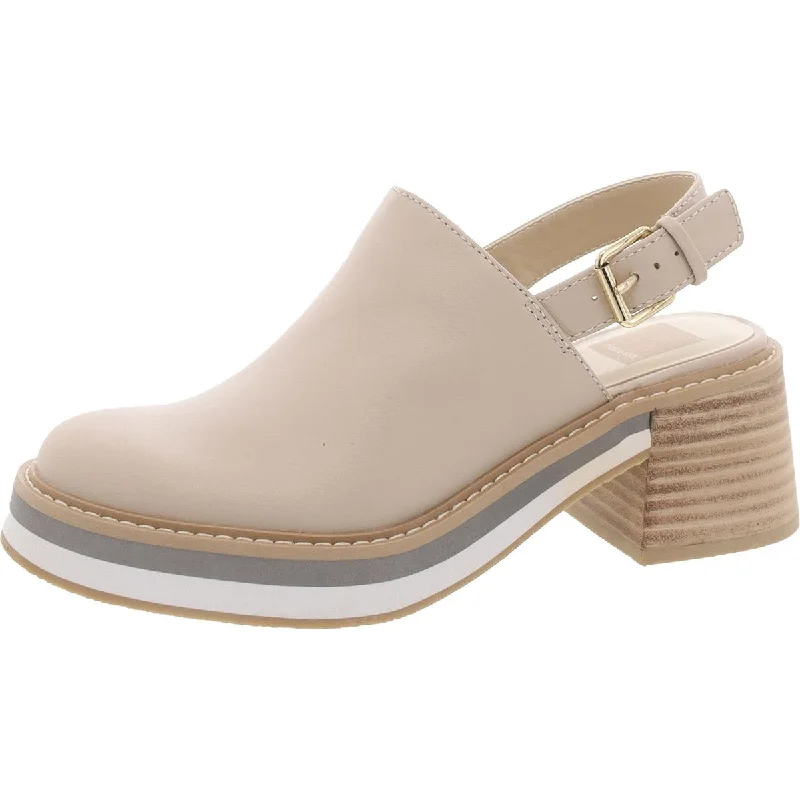 Dolce Vita Womens Haniah Leather Adjustable Mules---Comfortable Leather Pumps for Office and Everyday Wear