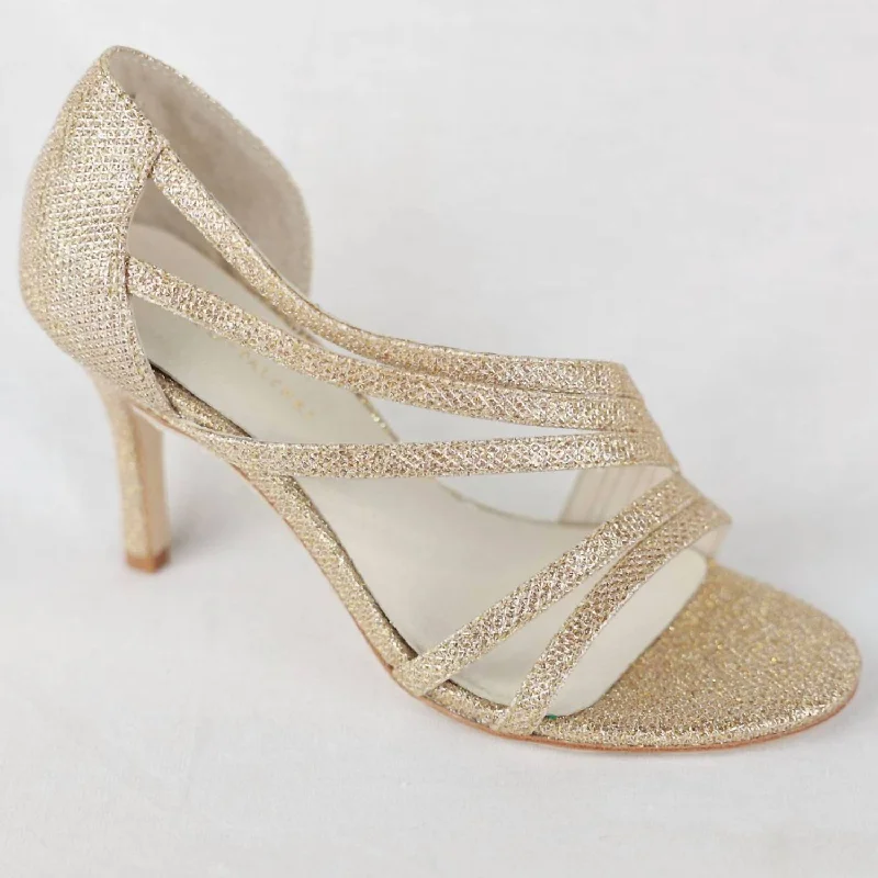 Omari Heel In Gold Leather---Comfortable Leather Pumps for Office and Everyday Wear