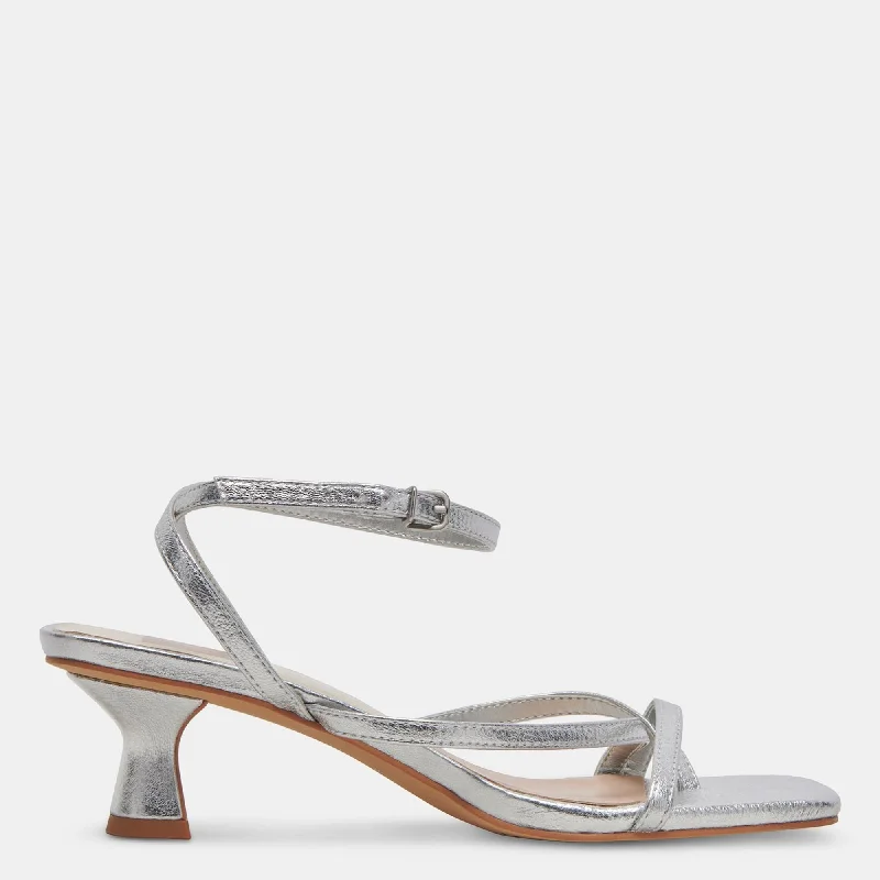 Baylor Heels Silver Metallic Leather---Comfortable Leather Pumps for Office and Everyday Wear