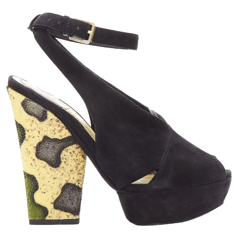 Affordable Suede Ankle Pumps for All-Day Wear--Christian Dior scaled leather suede platforms