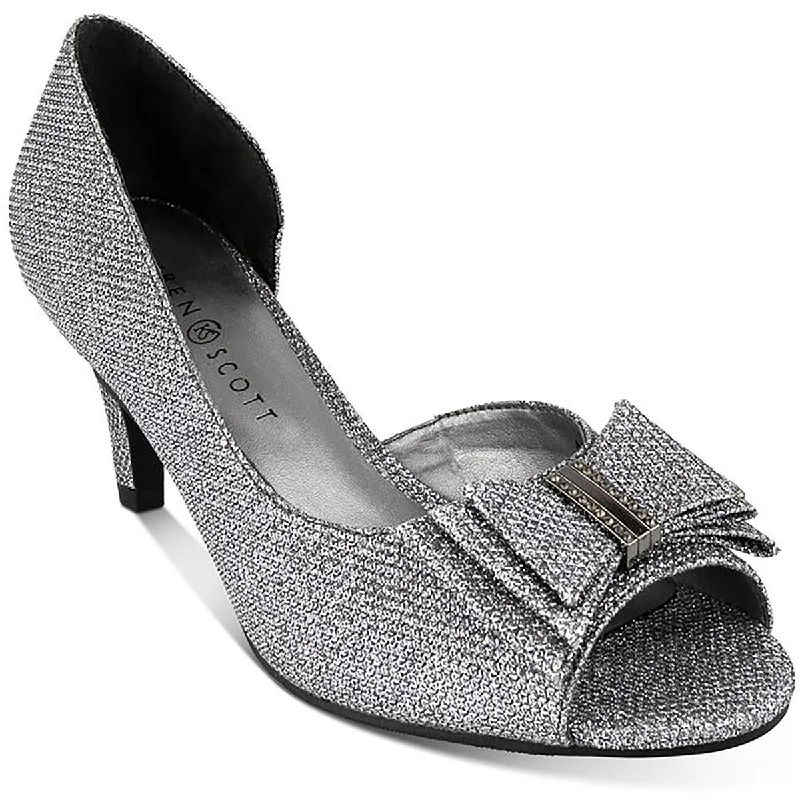 Karen Scott Womens Destinaa Glitter Peep-Toe Pumps---Trendy Glitter Heels for a Glamorous Look