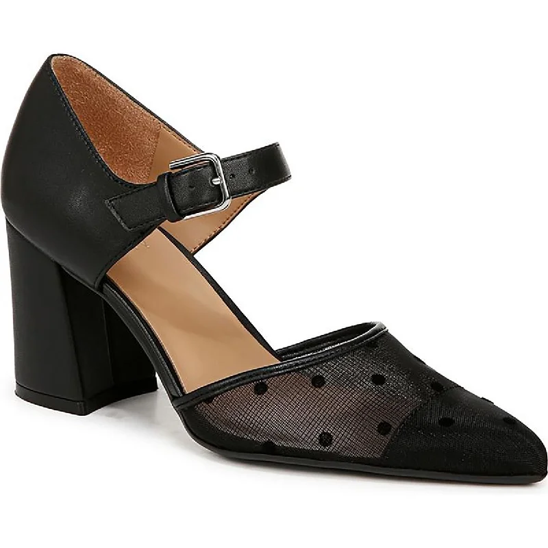 Trendy Chunky Heel Pumps for Casual Wear--Pixie 2 Womens Mesh Polka Dot Block Heels