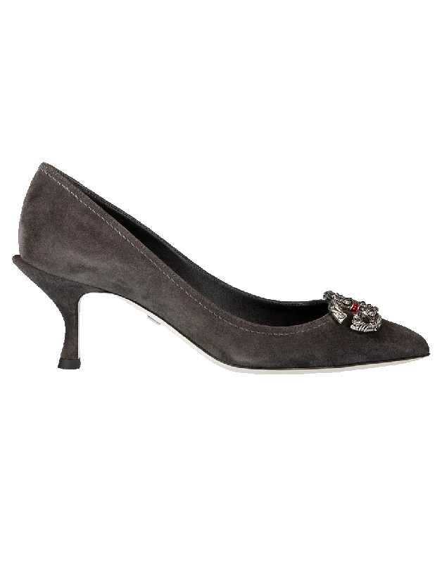 Affordable Suede Ankle Pumps for All-Day Wear--Jewel Logo Suede Pump