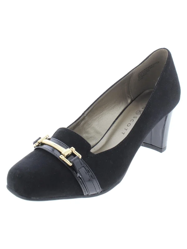 Sleek and Shiny Patent Pump Heels for a Polished Look--Penzey Womens Faux Suede Patent Trim Dress Pumps