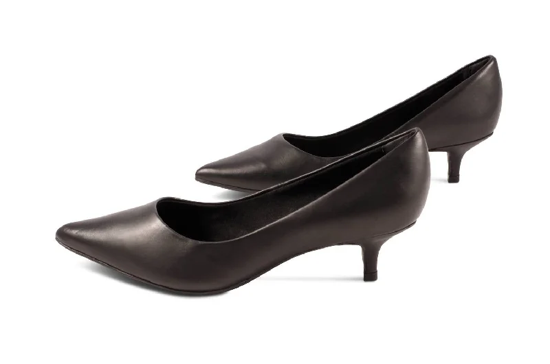 Bunny Heels In Black Leather---Comfortable Leather Pumps for Office and Everyday Wear