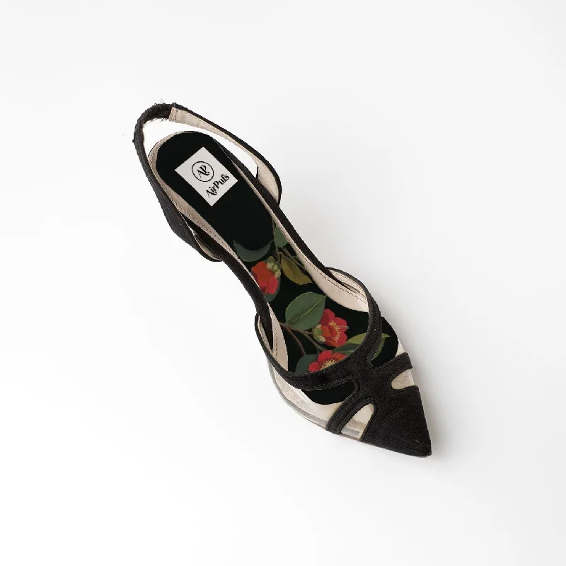 Botanical Print Series: Camellia---Fashionable Kitten Heels for Date Night