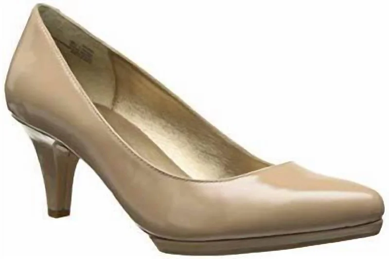 Sleek and Shiny Patent Pump Heels for a Polished Look--Andrea Patent Leather Low Heels In Driftwood