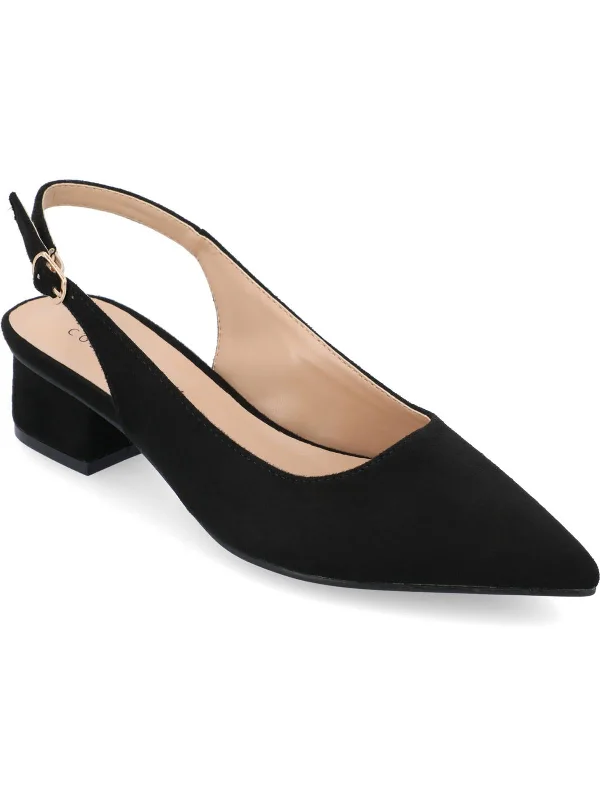 Affordable Suede Ankle Pumps for All-Day Wear--Womens Faux Suede Sling Back Pumps