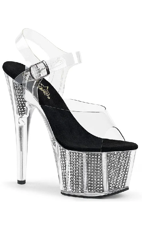 Stylish Platform Heels for Extra Height--ADORE-708SRS Clear & Black Platform Heels