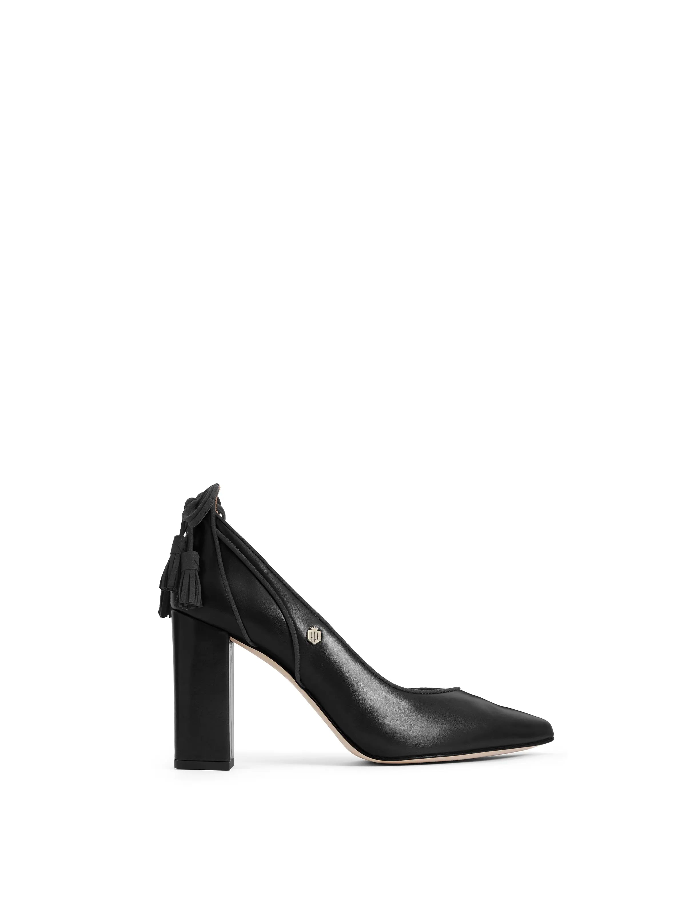 Newbury Heel - Black Leather---Comfortable Leather Pumps for Office and Everyday Wear