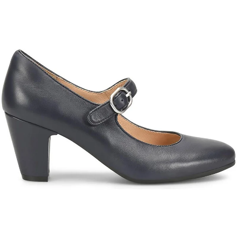 Trendy Chunky Heel Pumps for Casual Wear--Sofft Womens Leslie Leather Padded Insole Mary Jane Heels