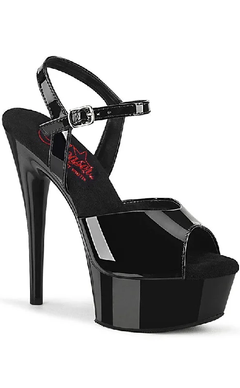 Sleek and Shiny Patent Pump Heels for a Polished Look--EXCITE-609 Black Patent Platform Heels