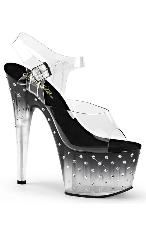 Stylish Platform Heels for Extra Height--STARDUST-708T Clear & Black Platform Heels