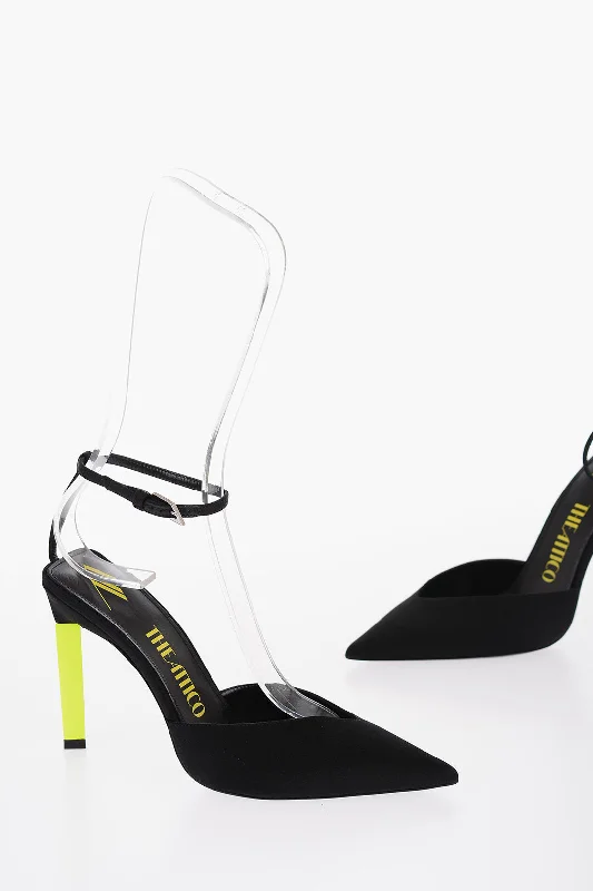 The Attico Satin Perine Ankle-Strap Pumps With Leather Trims And FluoreAffordable Satin Heels with a Luxe Touch