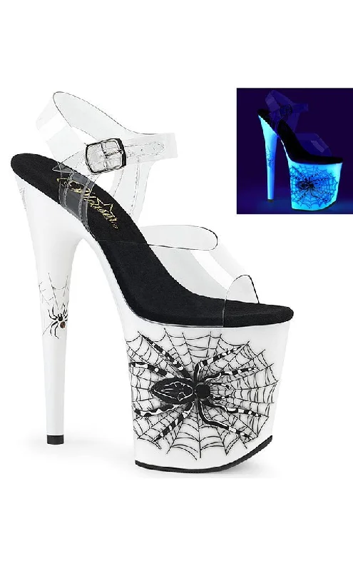 Stylish Platform Heels for Extra Height--FLAMINGO-808SW Spiderweb White Platform Heels