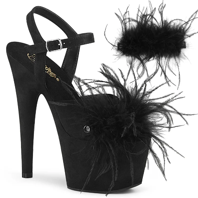 Black Faux Suede-Feather/Black Faux Suede