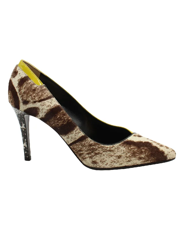 Affordable Suede Ankle Pumps for All-Day Wear--Fendi Pointed Pump in Animal Print Calf Hair Suede