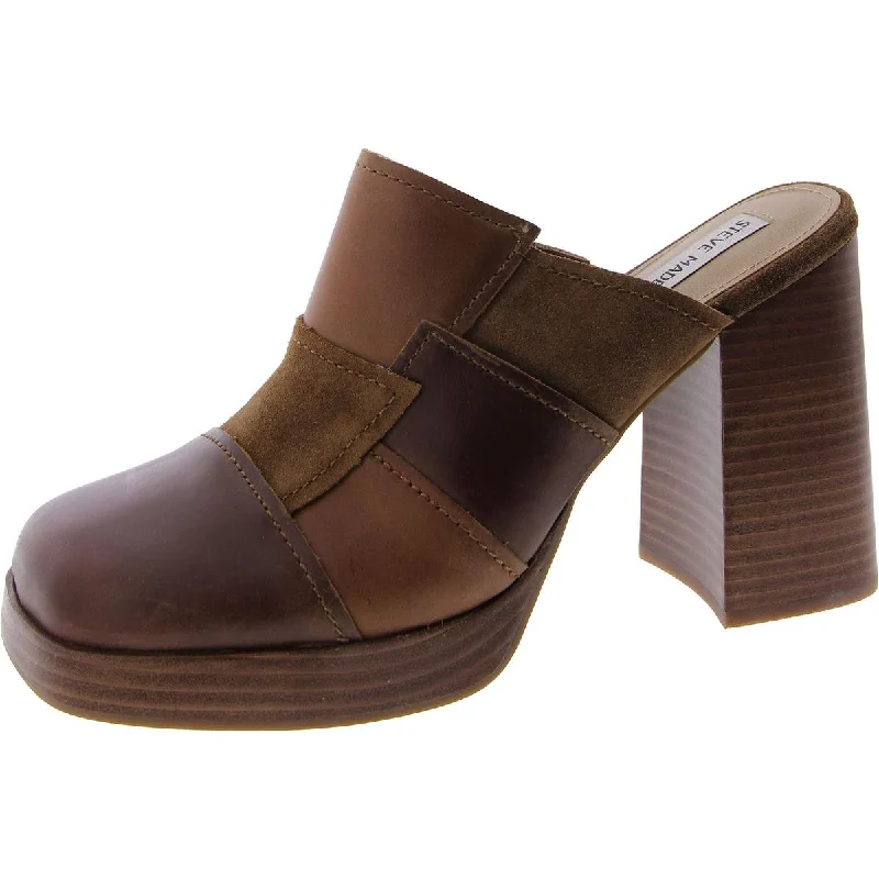 Lynx Womens Leather Patchwork Mules---Comfortable Leather Pumps for Office and Everyday Wear