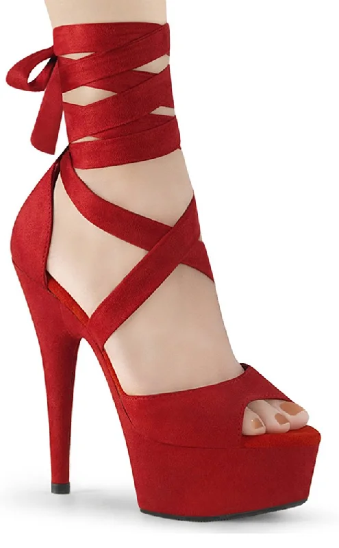 Affordable Suede Ankle Pumps for All-Day Wear--DELIGHT-679 Red Suede Platform Heels