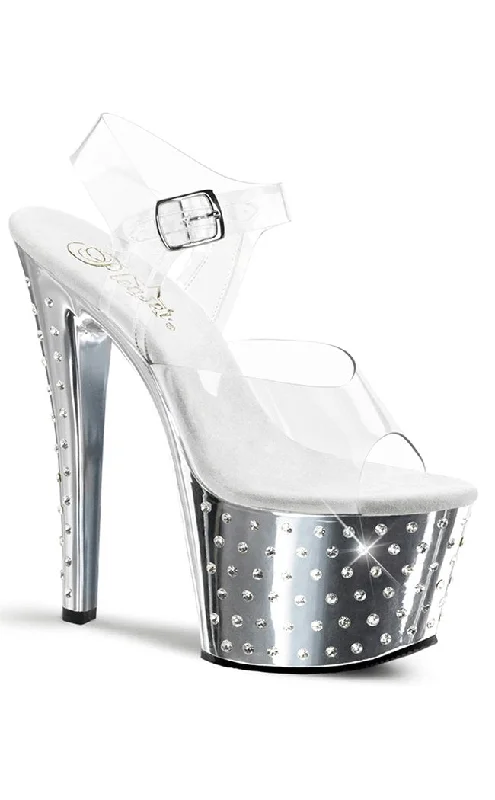 Stiletto Heel Pumps with Perfect Fit--STARDUST-708 Clr/Slv Chrome Heels-Fashionable & Classic