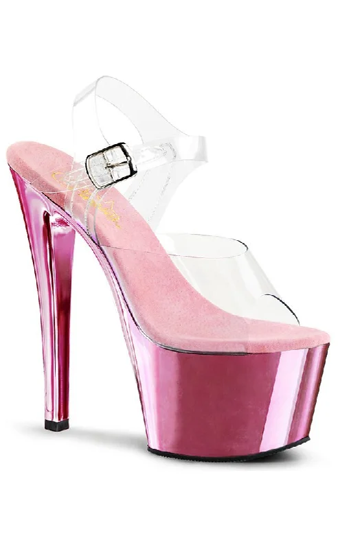 Stylish Platform Heels for Extra Height--SKY-308 Pink & Clear Platform Heels