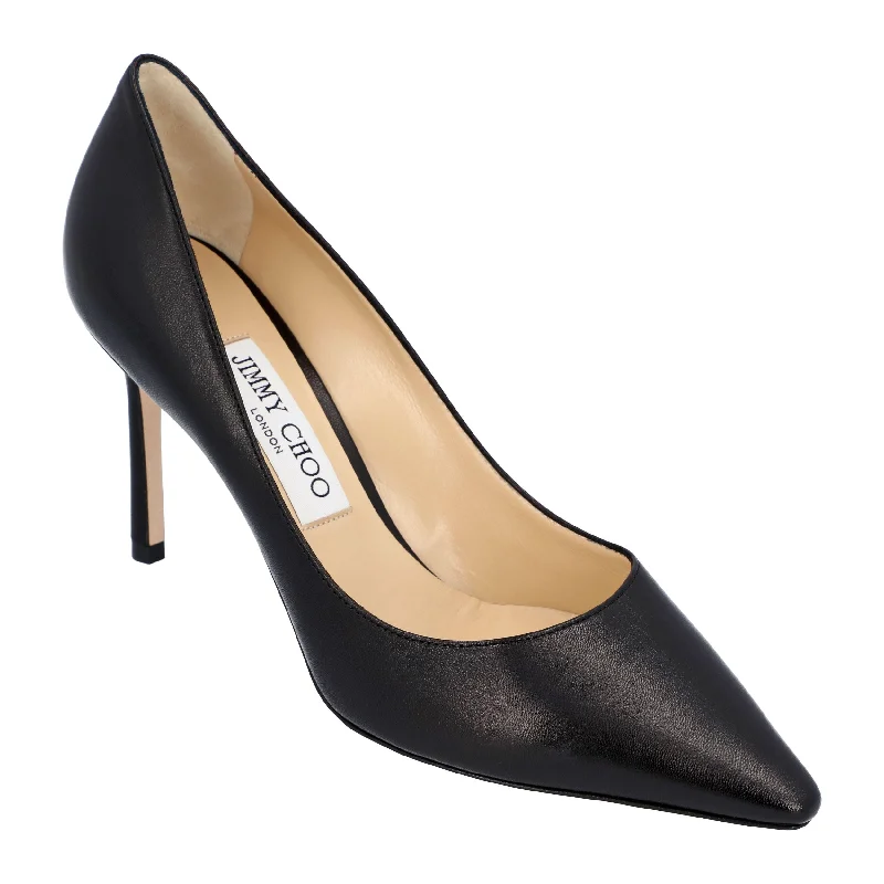 Jimmy Choo Romy pumps in black smooth leather---Comfortable Leather Pumps for Office and Everyday Wear