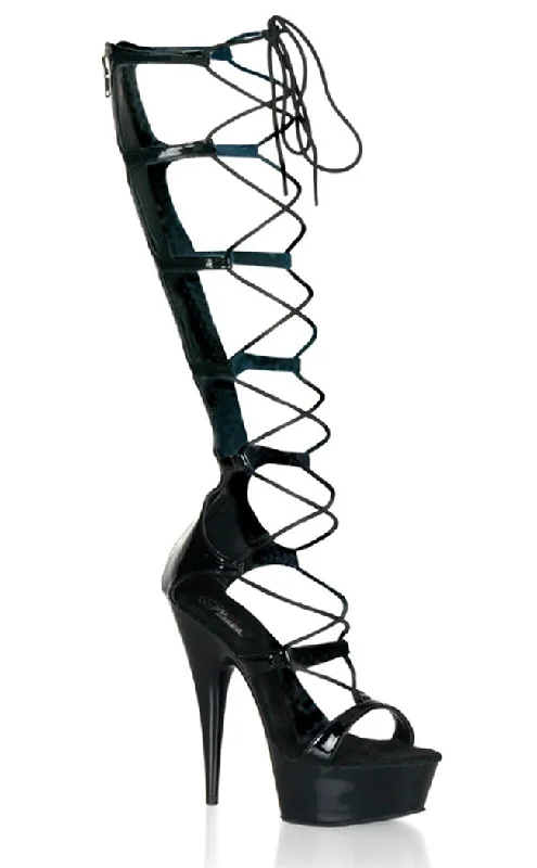 Stylish Platform Heels for Extra Height--DELIGHT-698 Black Lace Up Platform Heels