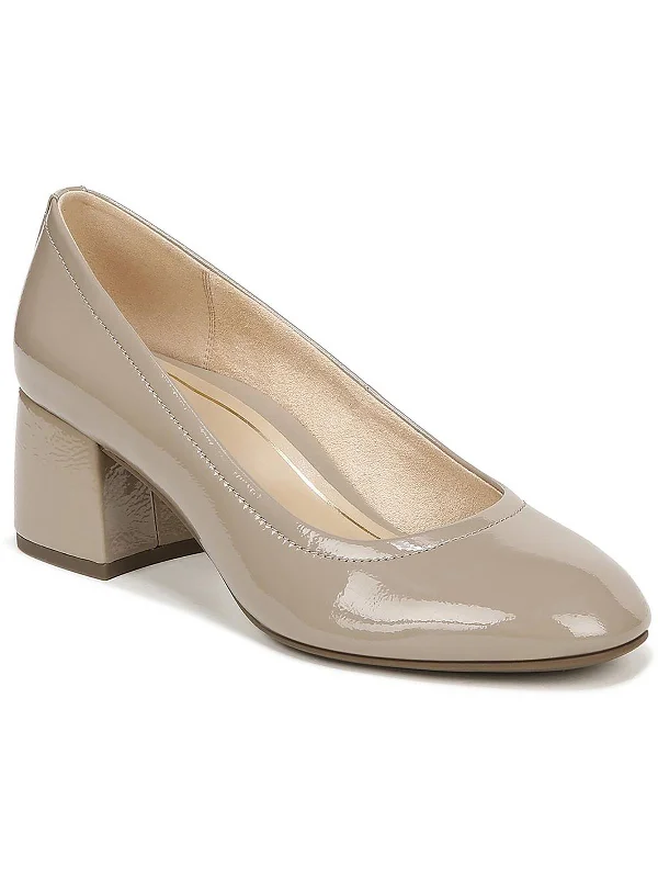 Sleek and Shiny Patent Pump Heels for a Polished Look--Carmel Womens Patent Leather Textured Block Heels