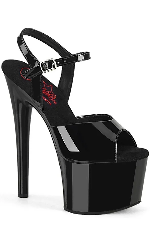 Sleek and Shiny Patent Pump Heels for a Polished Look--PASSION-709 Black Patent Platform Heels