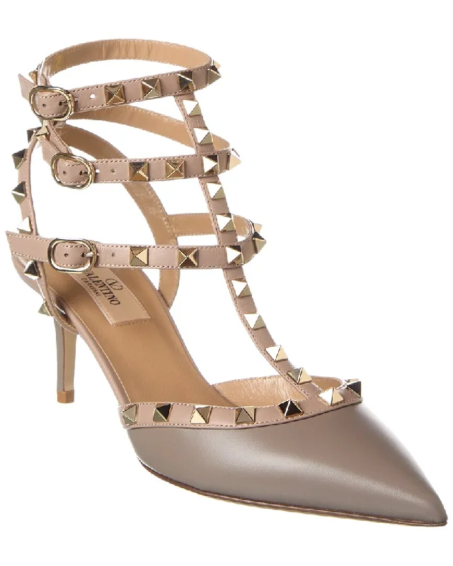 Stylish Ankle Strap Heels for Women--Valentino Rockstud Caged 65 Leather Ankle Strap Pump