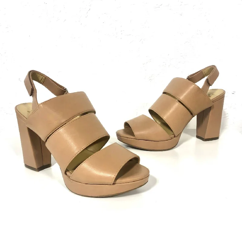 Trendy Chunky Heel Pumps for Casual Wear--Freema Gingersnap Block Heels In Nude Beige