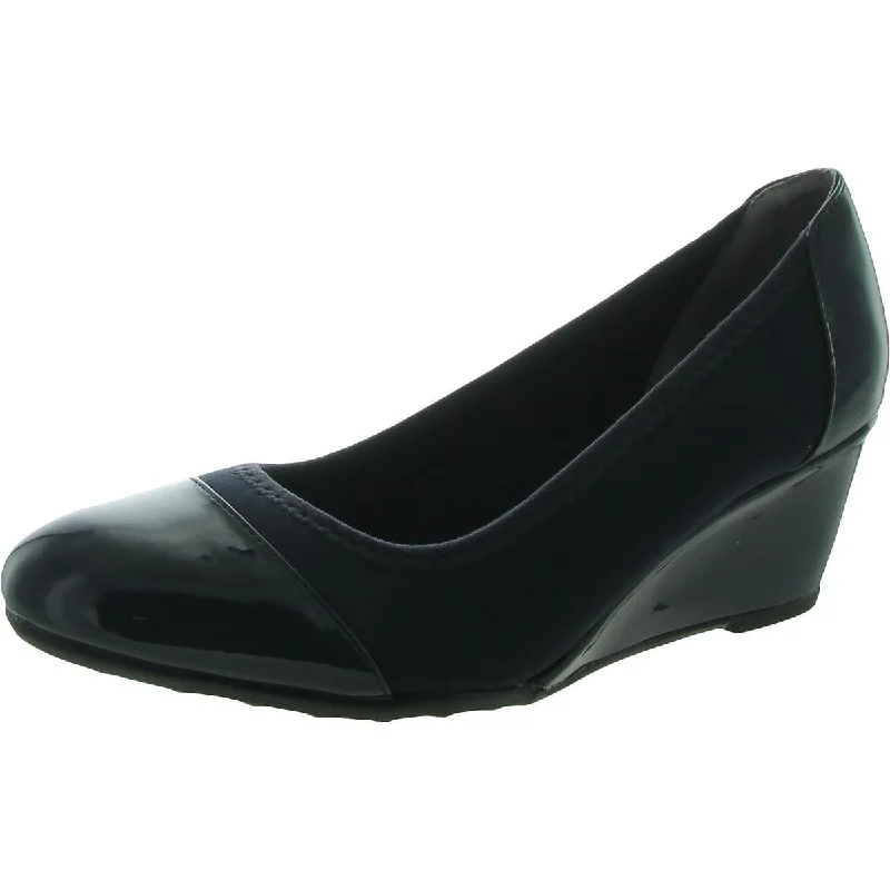 Sleek and Shiny Patent Pump Heels for a Polished Look--Juliana Womens Patent Toe Cap Wedge Heels